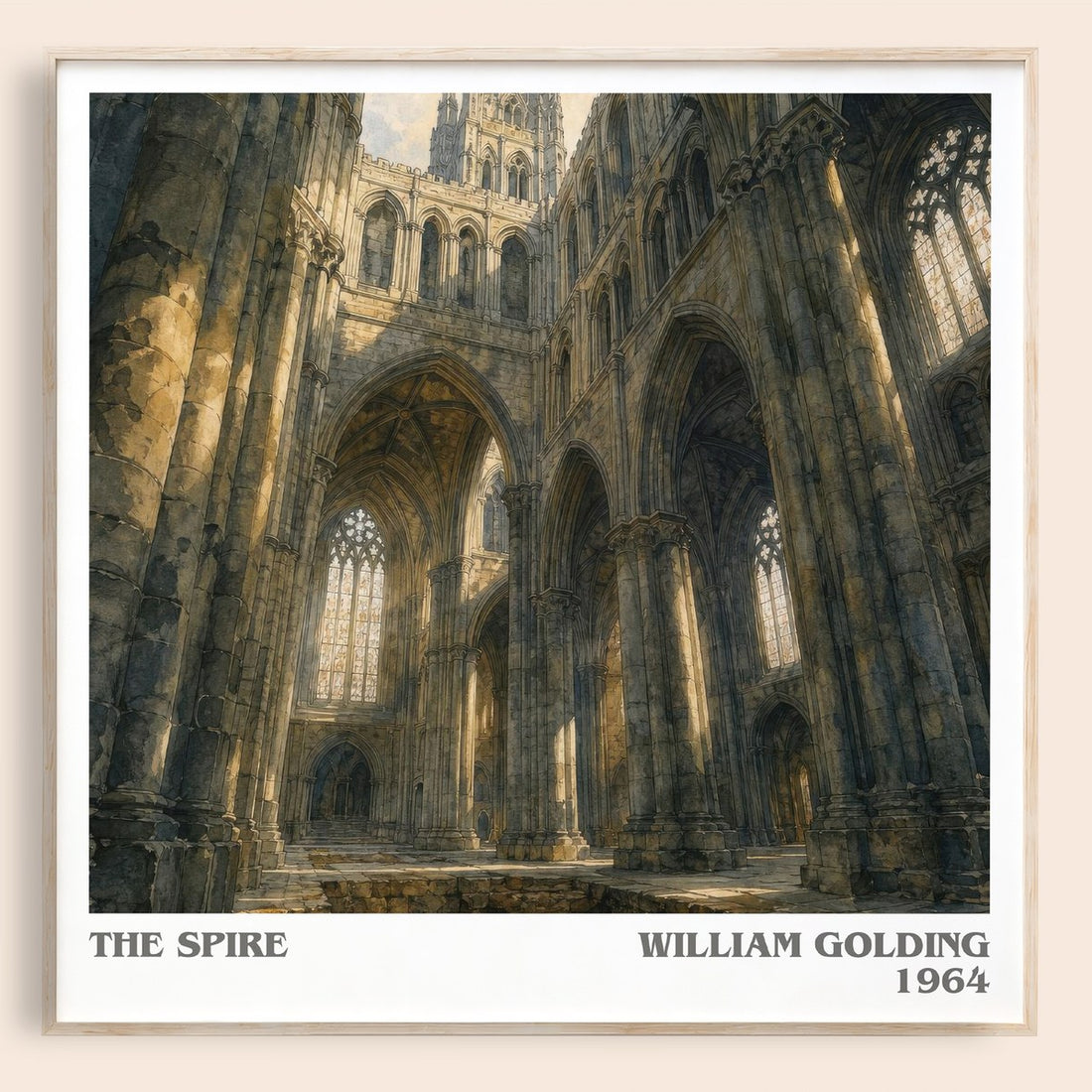 The Spire literary book poster by William Golding – framed literary art print
