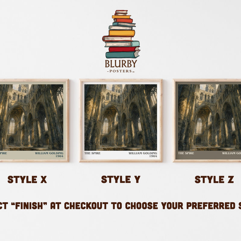 The Spire literary print in frame leaning in hallway – literary fiction wall art