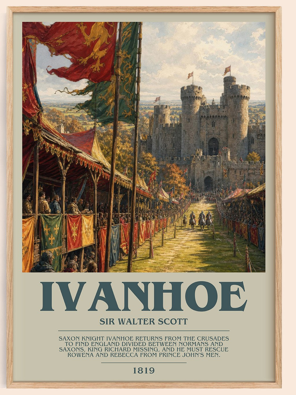 Ivanhoe bookish book poster by Sir Walter Scott – framed literary art print