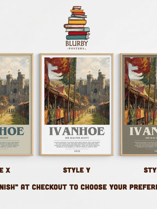 Ivanhoe bookish print in frame leaning in hallway – historical fiction wall art
