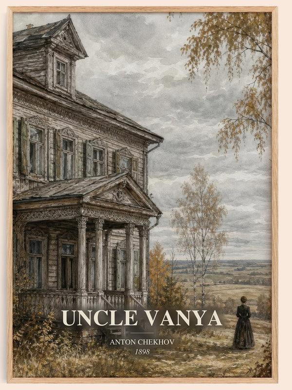 Uncle Vanya watercolour book poster by Anton Chekhov – framed literary art print