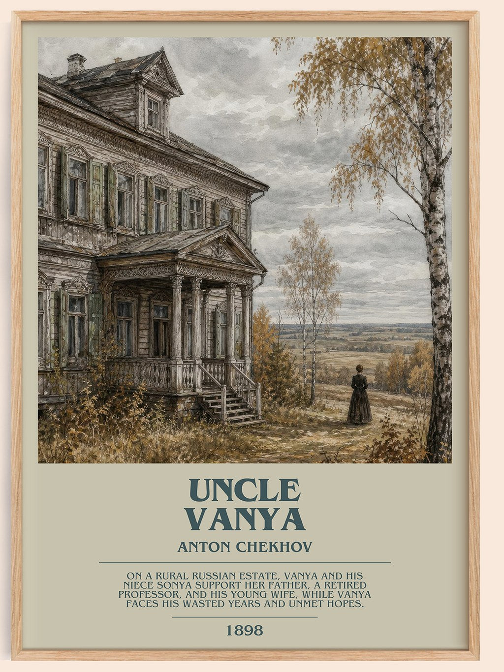 Uncle Vanya bookish book poster by Anton Chekhov – framed literary art print