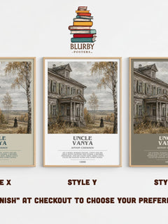 Uncle Vanya bookish print in frame leaning in hallway – classic literature wall art