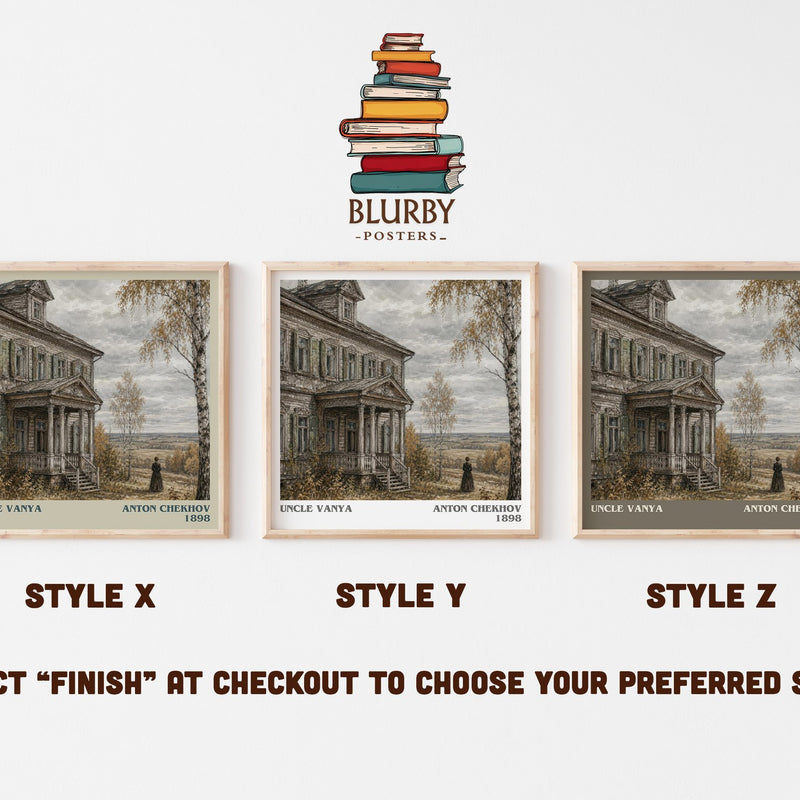 Uncle Vanya literary print in frame leaning in hallway – classic literature wall art