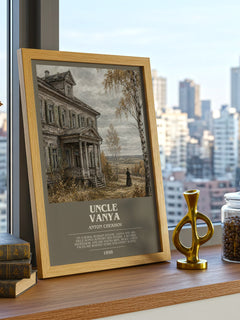 Uncle Vanya bookish print framed by window – literary home decor