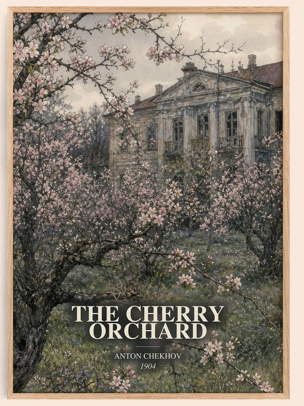 The Cherry Orchard watercolour book poster by Anton Chekhov – framed literary art print
