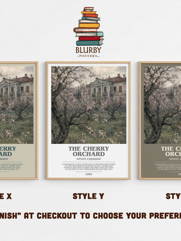 The Cherry Orchard bookish print in frame leaning in hallway – classic literature wall art