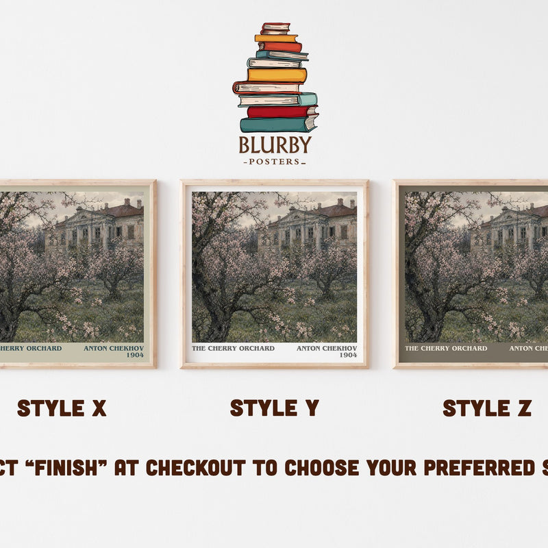 The Cherry Orchard literary print in frame leaning in hallway – classic literature wall art