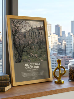 The Cherry Orchard bookish print framed by window – literary home decor