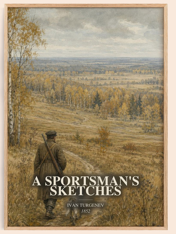 A Sportsman's Sketches watercolour book poster by Ivan Turgenev – framed literary art print