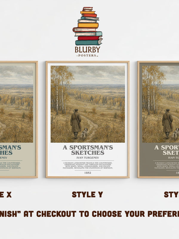 A Sportsman's Sketches bookish print in frame leaning in hallway – classic literature wall art