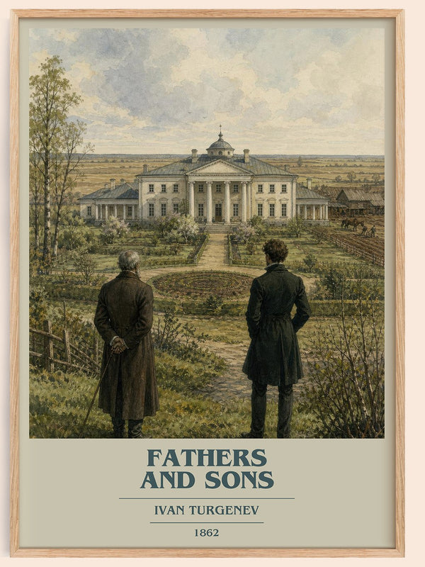 Fathers and Sons book cover book poster by Ivan Turgenev – framed literary art print