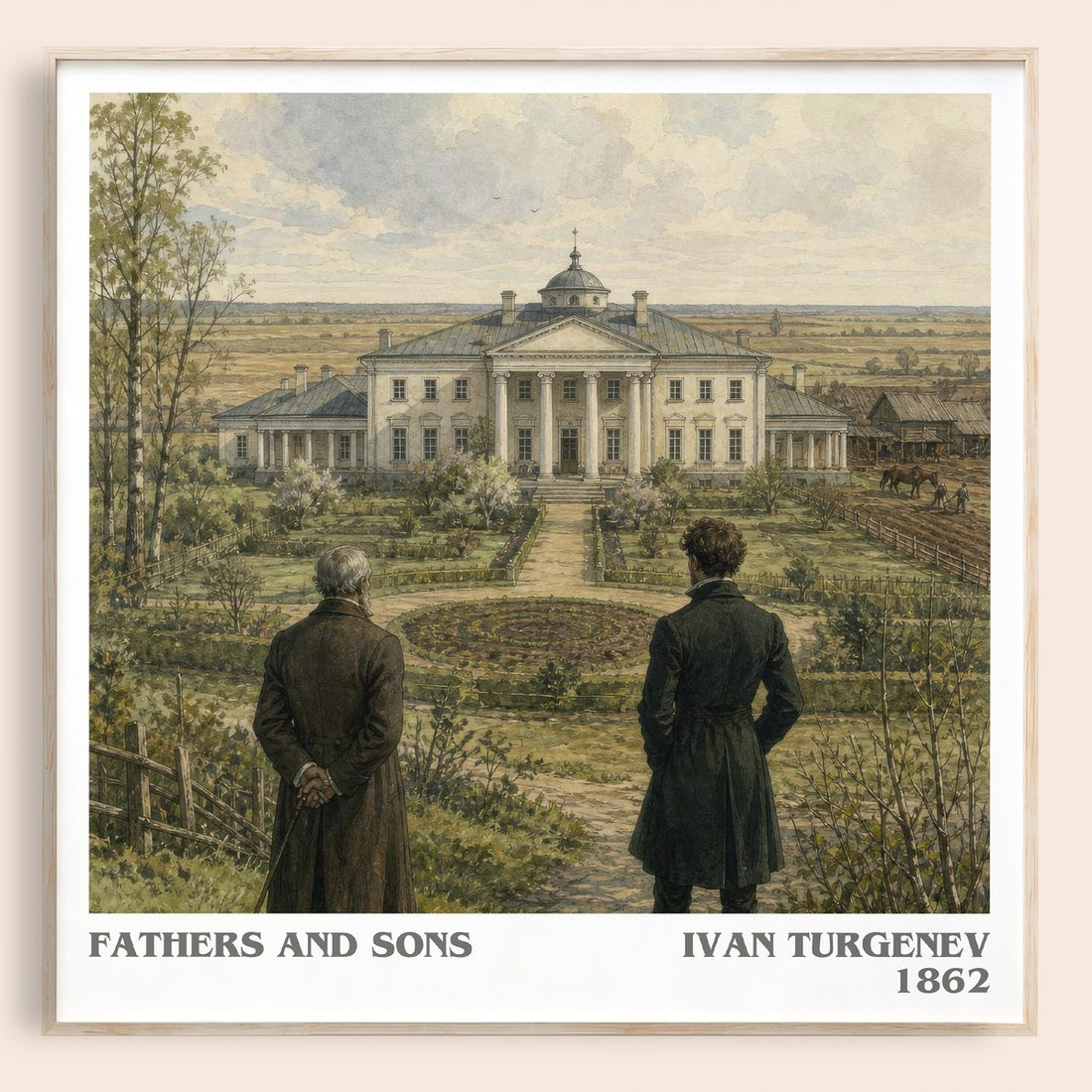 Fathers and Sons literary book poster by Ivan Turgenev – framed literary art print