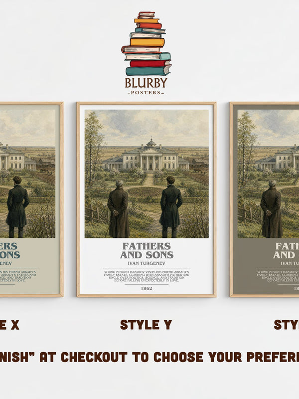 Fathers and Sons bookish print in frame leaning in hallway – classic literature wall art