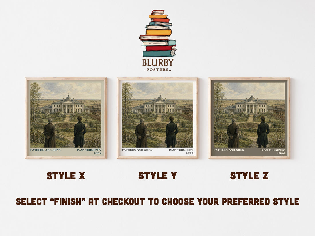 Fathers and Sons literary print in frame leaning in hallway – classic literature wall art (mockup)