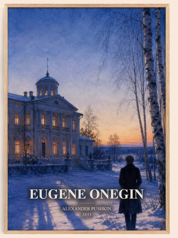 Eugene Onegin watercolour book poster by Alexander Pushkin – framed literary art print