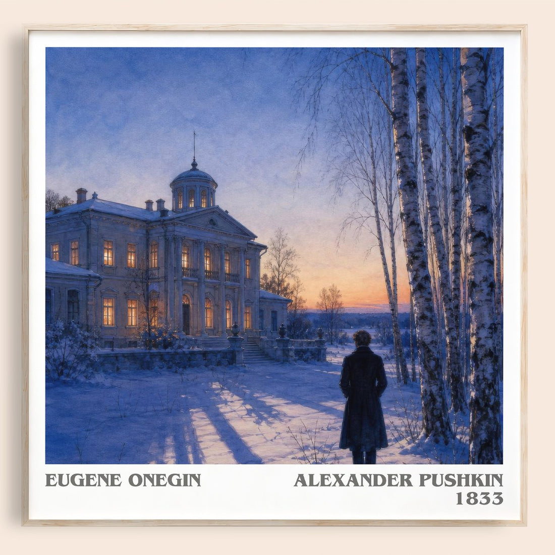Eugene Onegin literary book poster by Alexander Pushkin – framed literary art print