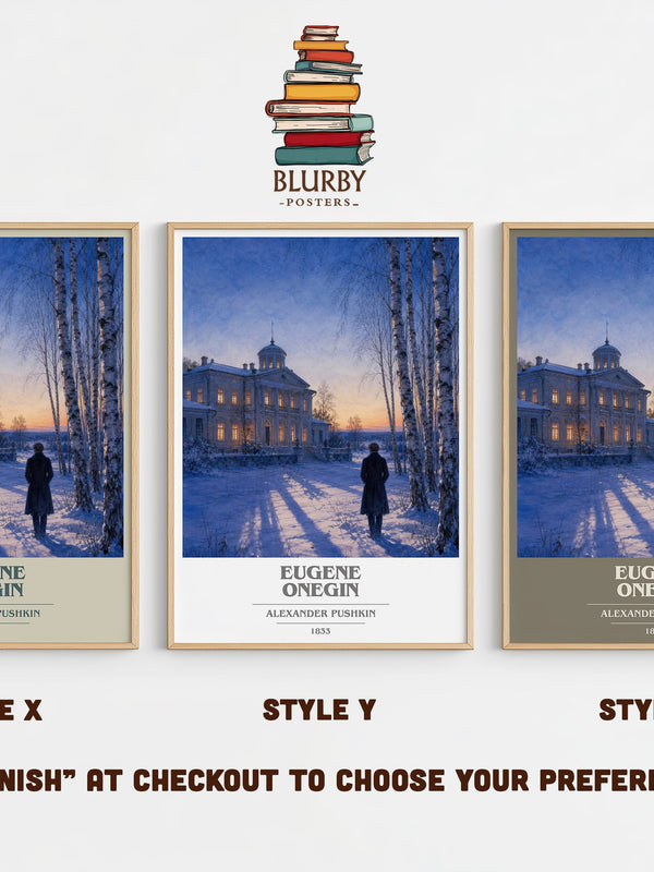 Eugene Onegin book cover print in frame leaning in hallway – poetry wall art