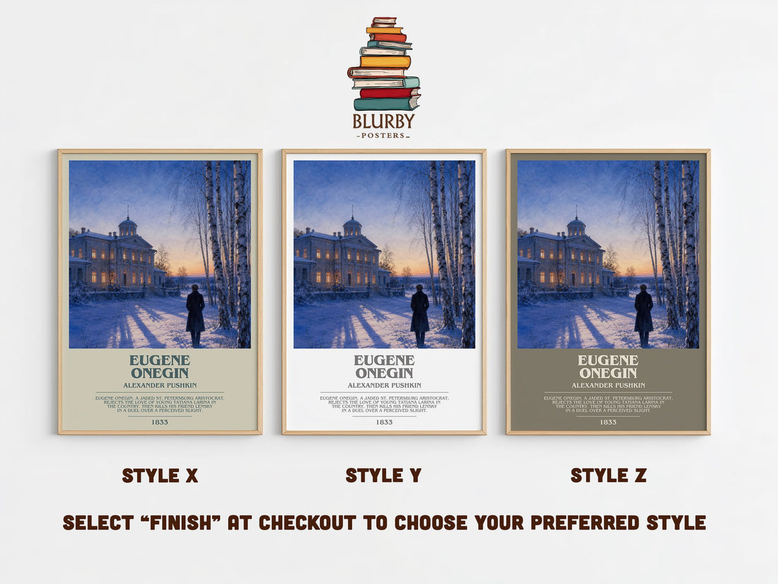 Eugene Onegin bookish print in frame leaning in hallway – poetry wall art (mockup)