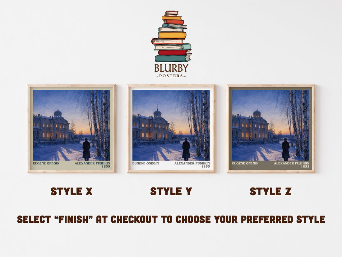 Eugene Onegin literary print in frame leaning in hallway – poetry wall art (mockup)