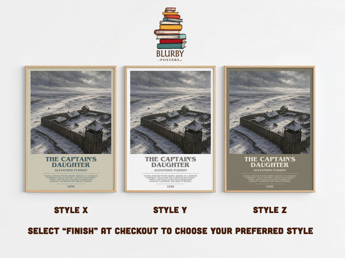 The Captain's Daughter bookish print in frame leaning in hallway – historical fiction wall art (mockup)