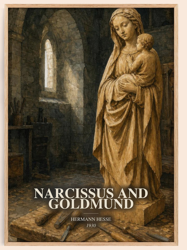 Narcissus and Goldmund watercolour book poster by Hermann Hesse – framed literary art print