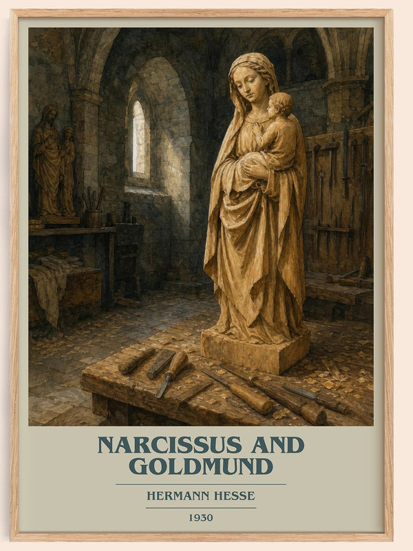 Narcissus and Goldmund book cover book poster by Hermann Hesse – framed literary art print