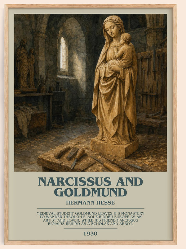 Narcissus and Goldmund bookish book poster by Hermann Hesse – framed literary art print