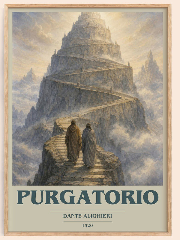 Purgatorio book cover book poster by Dante Alighieri – framed literary art print