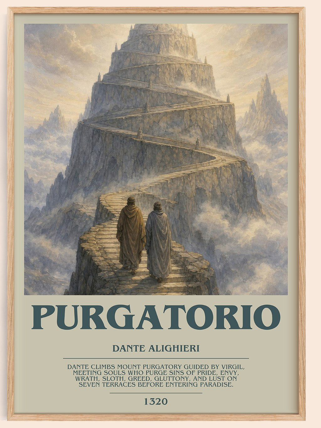Purgatorio bookish book poster by Dante Alighieri – framed literary art print