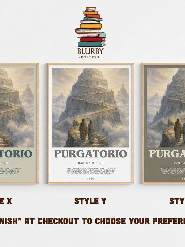 Purgatorio bookish print in frame leaning in hallway – poetry wall art