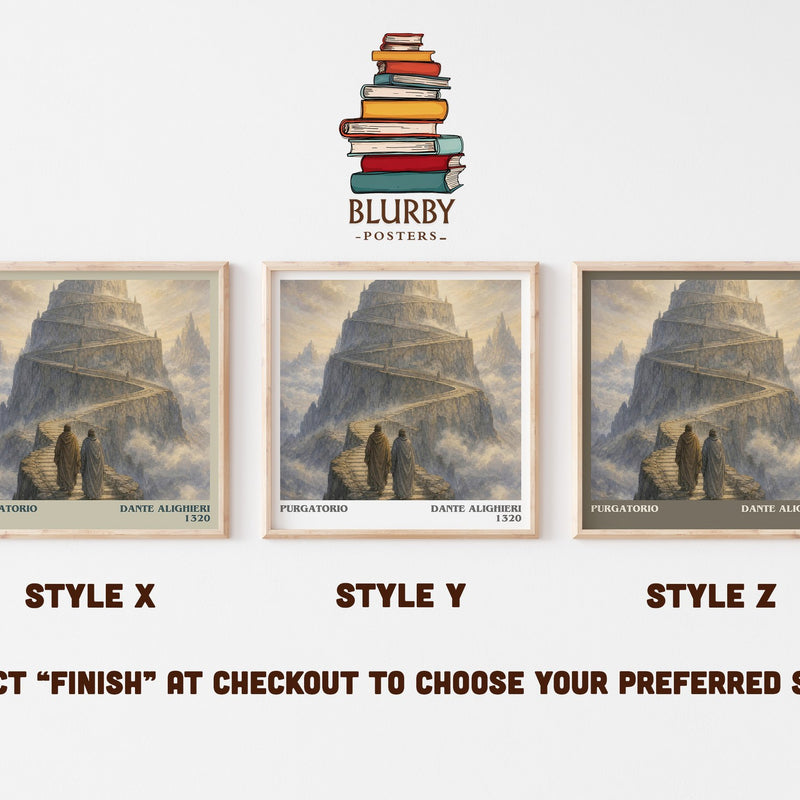 Purgatorio literary print in frame leaning in hallway – poetry wall art