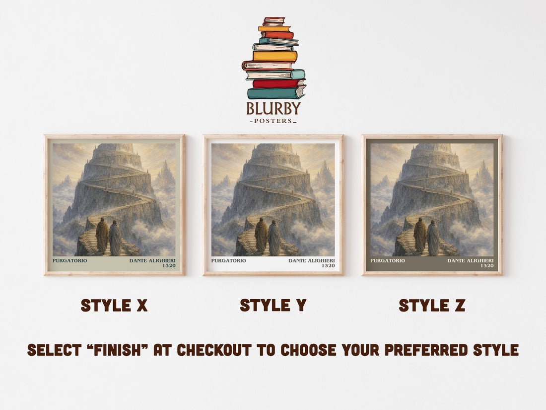 Purgatorio literary print in frame leaning in hallway – poetry wall art (mockup)