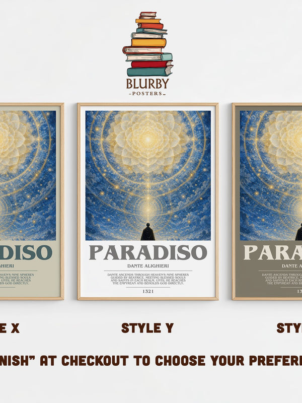 Paradiso bookish print in frame leaning in hallway – poetry wall art
