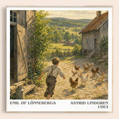 Emil of Lönneberga literary book poster by Astrid Lindgren – framed literary art print