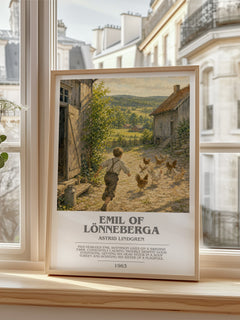 Emil of Lönneberga bookish poster colour and style options – Astrid Lindgren book art