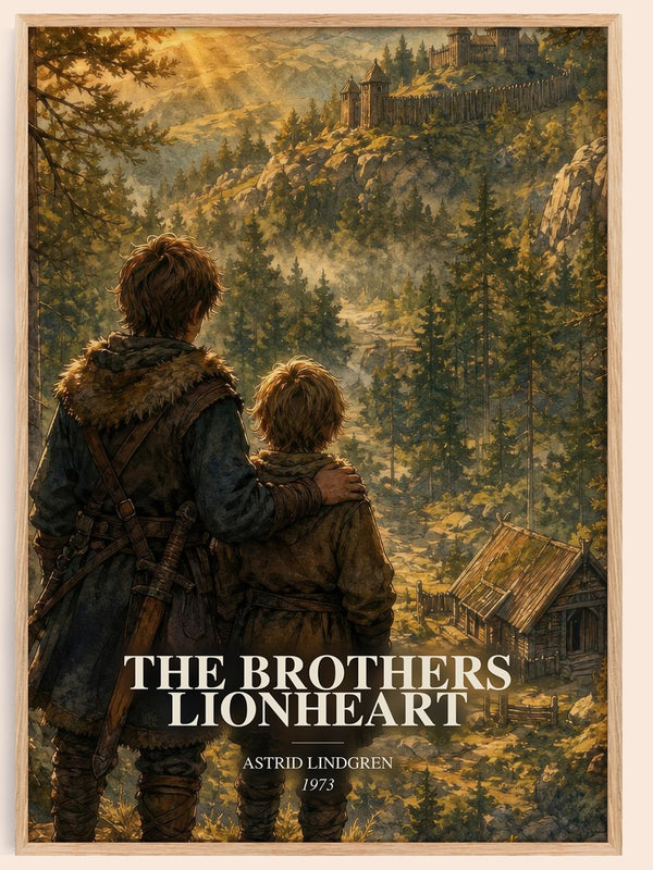 The Brothers Lionheart watercolour book poster by Astrid Lindgren – framed literary art print