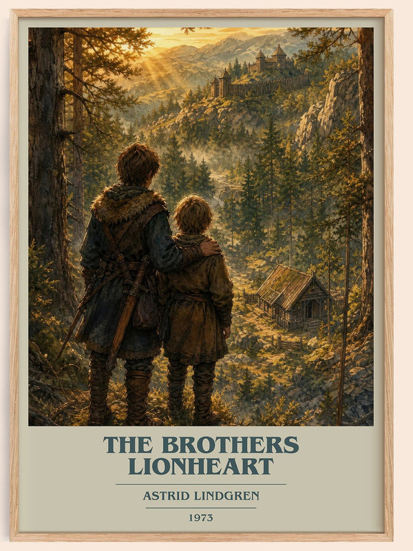 The Brothers Lionheart book cover book poster by Astrid Lindgren – framed literary art print