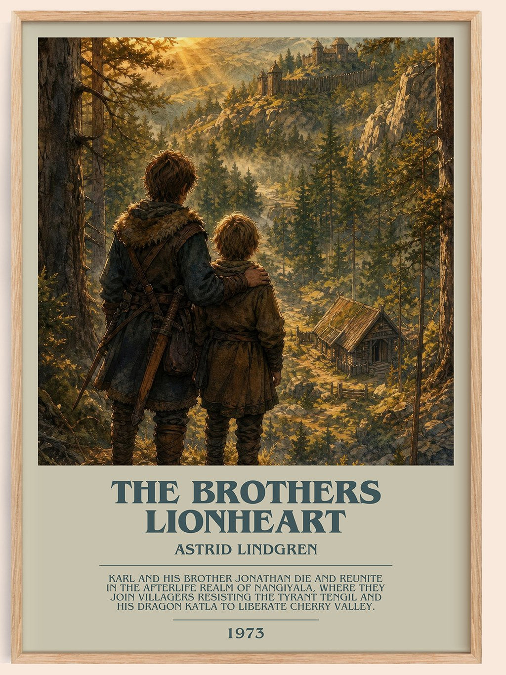 The Brothers Lionheart bookish book poster by Astrid Lindgren – framed literary art print