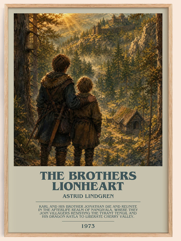 The Brothers Lionheart bookish book poster by Astrid Lindgren – framed literary art print