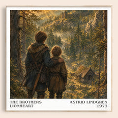 The Brothers Lionheart literary book poster by Astrid Lindgren – framed literary art print
