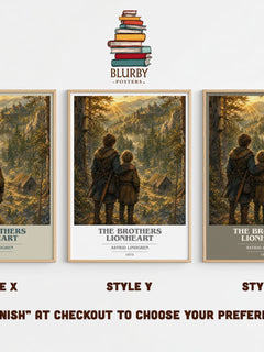 The Brothers Lionheart book cover print in frame leaning in hallway – childrens wall art