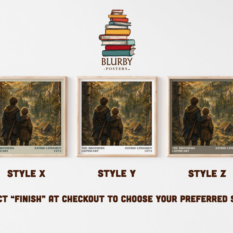 The Brothers Lionheart literary print in frame leaning in hallway – childrens wall art