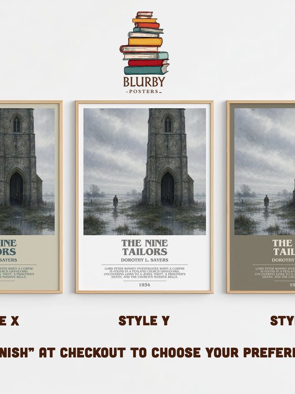 The Nine Tailors bookish print in frame leaning in hallway – mystery wall art