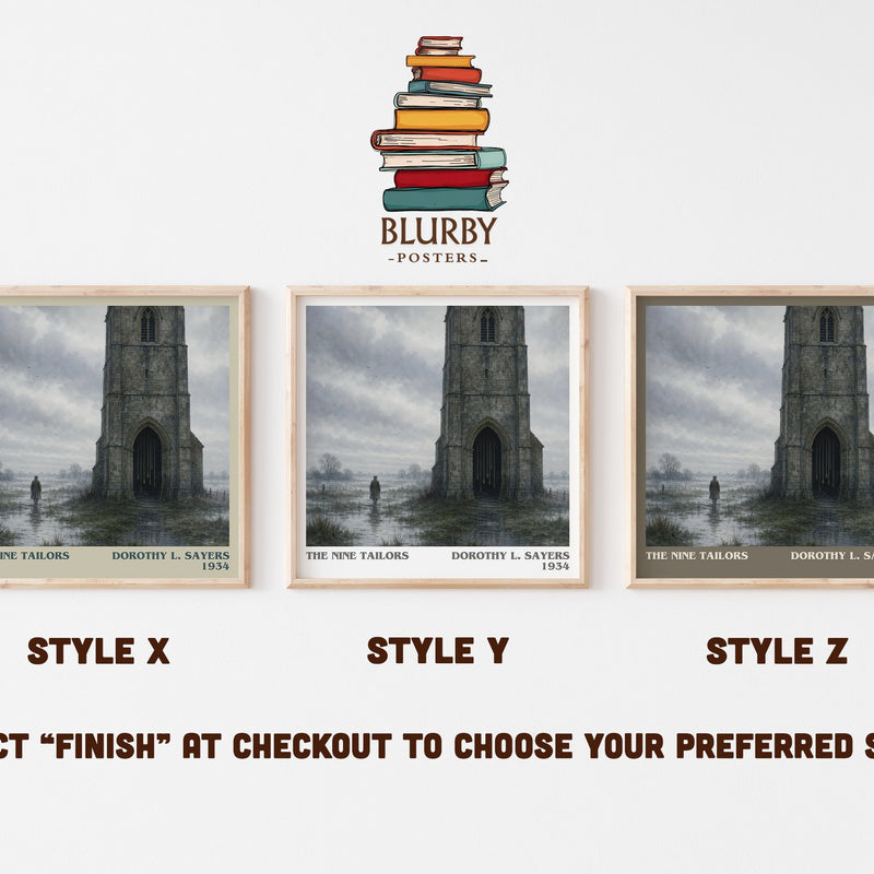 The Nine Tailors literary print in frame leaning in hallway – mystery wall art