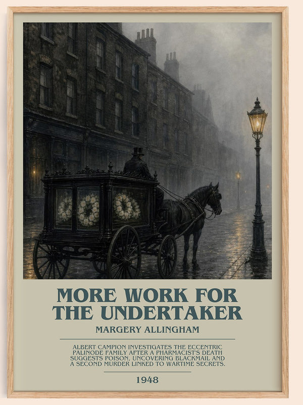 More Work for the Undertaker bookish book poster by Margery Allingham – framed literary art print