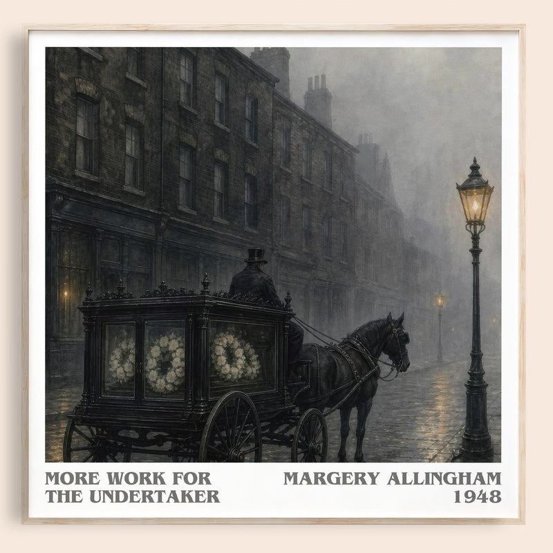 More Work for the Undertaker literary book poster by Margery Allingham – framed literary art print
