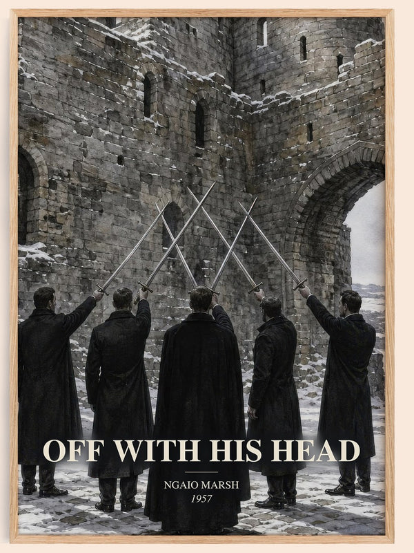 Off With His Head watercolour book poster by Ngaio Marsh – framed literary art print
