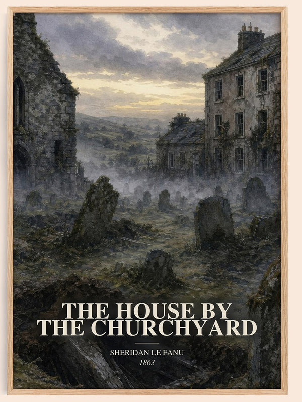 The House by the Churchyard watercolour book poster by Sheridan Le Fanu – framed literary art print