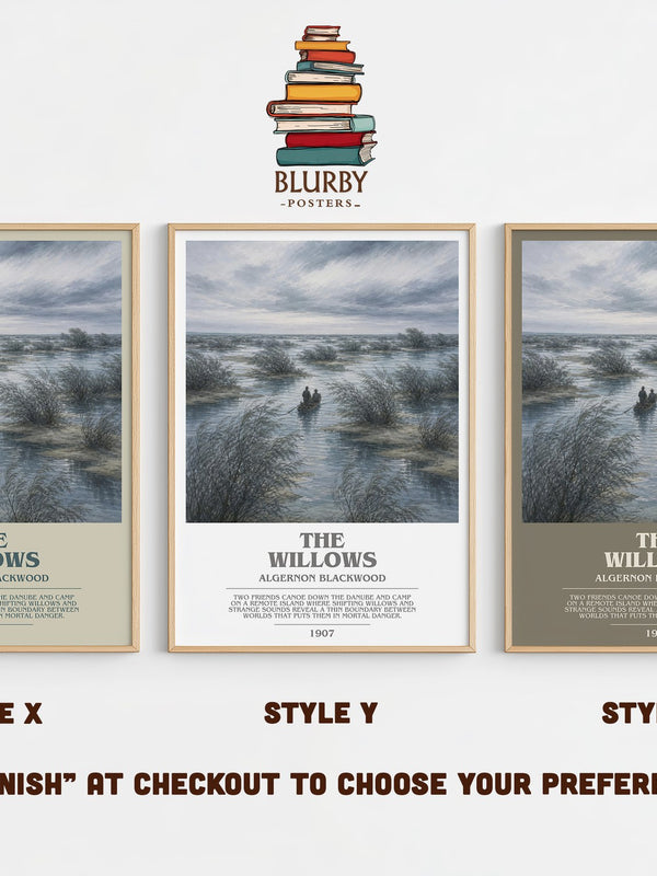 The Willows bookish print in frame leaning in hallway – horror wall art